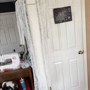 Elegant White Lace Swim Coverup